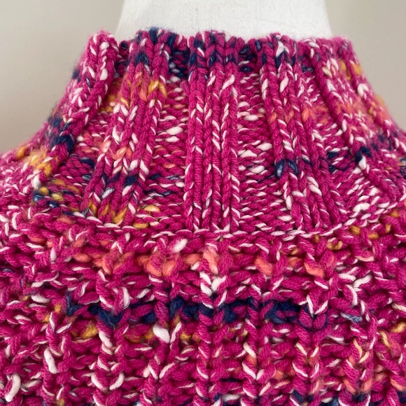 Gap Womens Fuschia Marled Soft Cotton Blend Knit Mock Neck Sweater- Sz-M - Picture 4 of 16